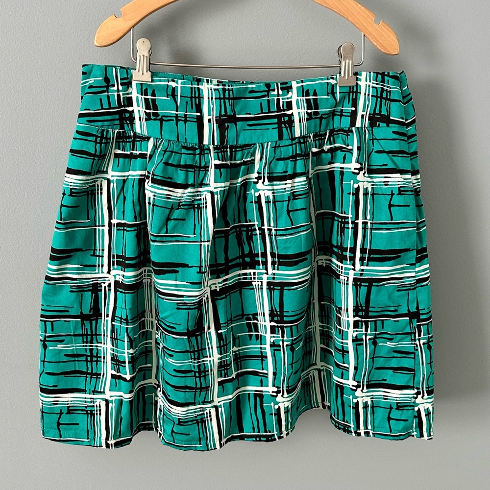 The Limited Teal Lined Pattern Fit & Flare Knee Length Skirt, sz L